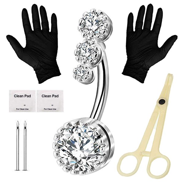 Piercing Kit - Autdor Professional Belly Piercing Kit Includes Piercing Jewelry Piercing Needles 14G Piercing Clamps Belly Button Rings Navel Rings for Body Piercing Kit Piercing Supplies