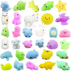 Generic 6 Pack Glitter and Glow in The Dark Mochi Kawaii Squshies for Kids, Class Treats, Great for Birthday Parties, Stress Reliever