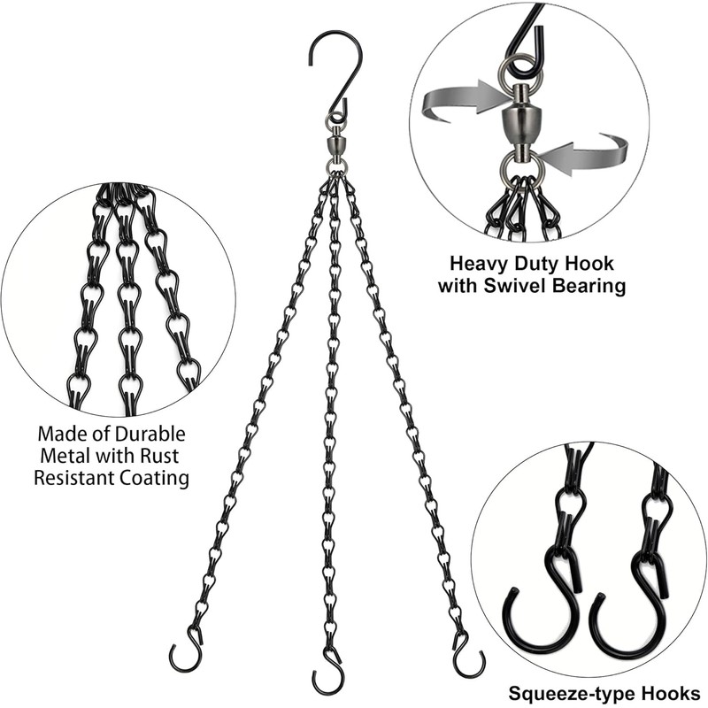 Swivel Hanging Basket Chains 23 Inches 3 Leads Hanging Chains