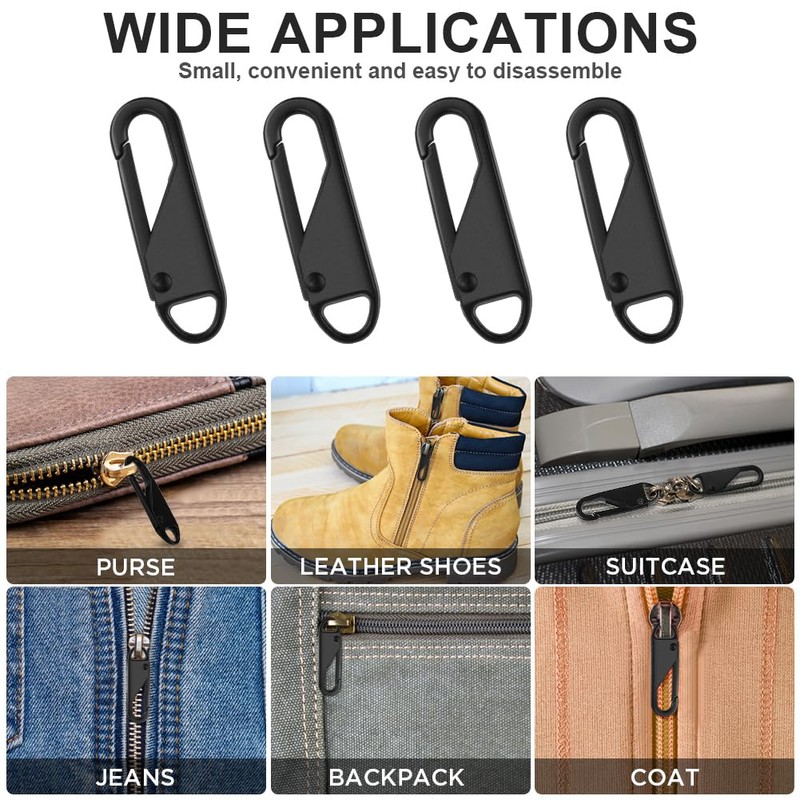 HOTUT Zipper Pull, 4 PCS Detachable Universal Zipper Tab Pullers,