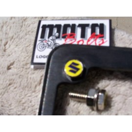 scp License Plate MotoBolts Set 4 Suzuki "S" Black on Yellow GSXR DL SV GS VL TL VS