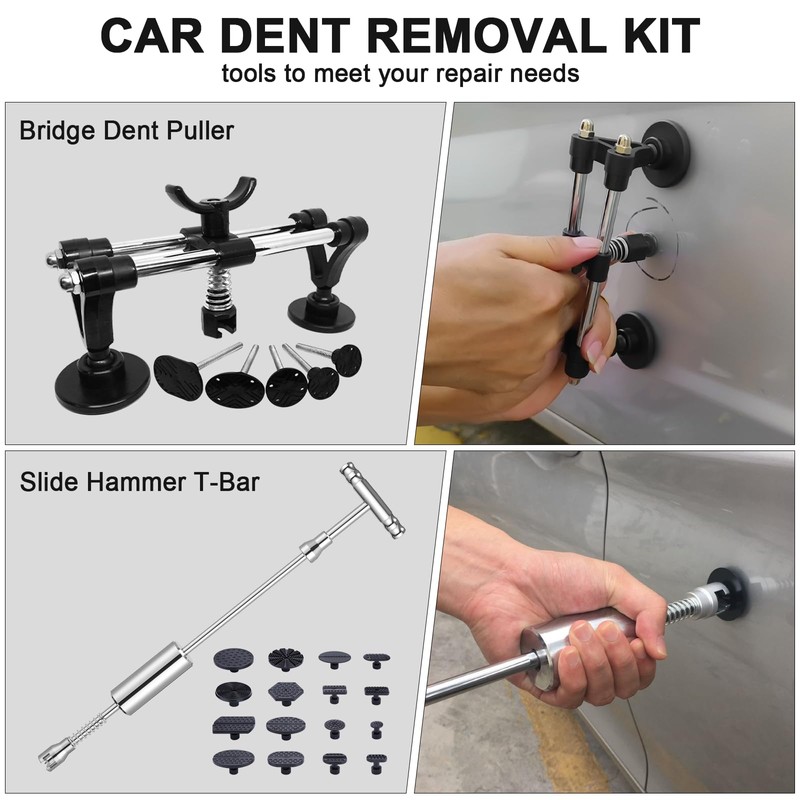 Dent Puller Kit - Paintless Dent Removal Kit with Slide