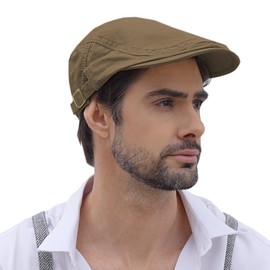 KUJUHA Flat Cap for Men Cotton Flat Irish Cabbie Ivy Gatsby Newsboy Driving Hat Hunting Cap Darkkhaki