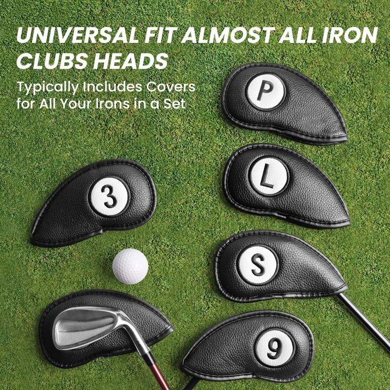 FINGER TEN Golf Club Head Covers for Irons Magnetic Closure