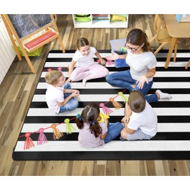 Flagship Carpets Schoolgirl Style and Stylish Brights Turquoise Apple Classroom Area Rug for Indoor Classroom Learning or Kid Bedroom Educational Play Mat, 5'x7'6", Multi