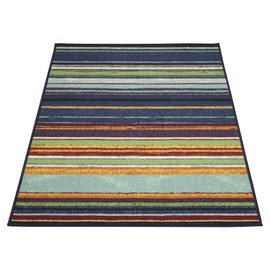 Machine Washable Vintage Striped Design Non-Slip Rubberback 3x5 Traditional Area Rug for Living Room, Bedroom, Kitchen, 3'3" x 5', Multicolor