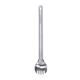 Boundless Voyage Outdoor Titanium Long Handle 220mm Spork Polished Titanium Spork Straight Handle Ultralight（1pcs）