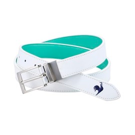 Cox Sportif LG5SBL02M Men's Belt, Reversible, 1.2 inches (30 mm), Maximum Length 45.3 inches (115 cm), Synthetic Leather, Golf, WHM (White x Emerald)
