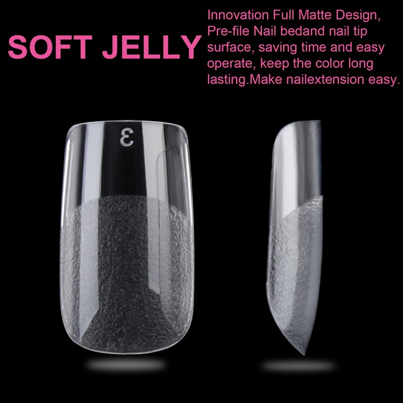 UNA GELLA Short Square Nail Tips, 504 Pieces, Press On