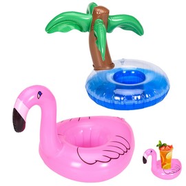 NHQZ Pack of 2 Inflatable Bottle Holder, Flamingo Inflatable Drink Holder for Pool, Inflatable Pool Drink Cup, Beach Party, Inflatable Drink Holder, for Children, Family, Pool Party (Animal)