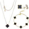 Genseion 18k Gold Plated Lucky Clover Sets Bracelets Earring Necklace