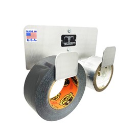 Pit Posse 546 Duct Tape Holder Double Bracket Universal - Made in USA - for Garage Enclosed Trailer Shop Storage Organizer Motorcycle Automotive Race Aluminum Accessories - Holds 2 Rolls (Silver)