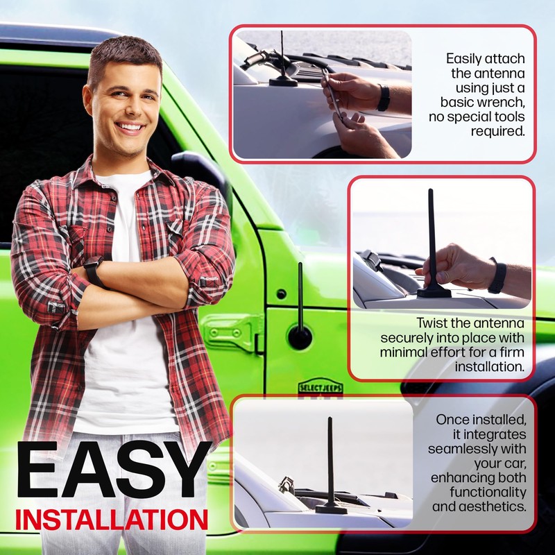 AntennaMastsRus Short Rubber Antenna for Jeep Wrangler JK/JL Gladiator (2007-2024),