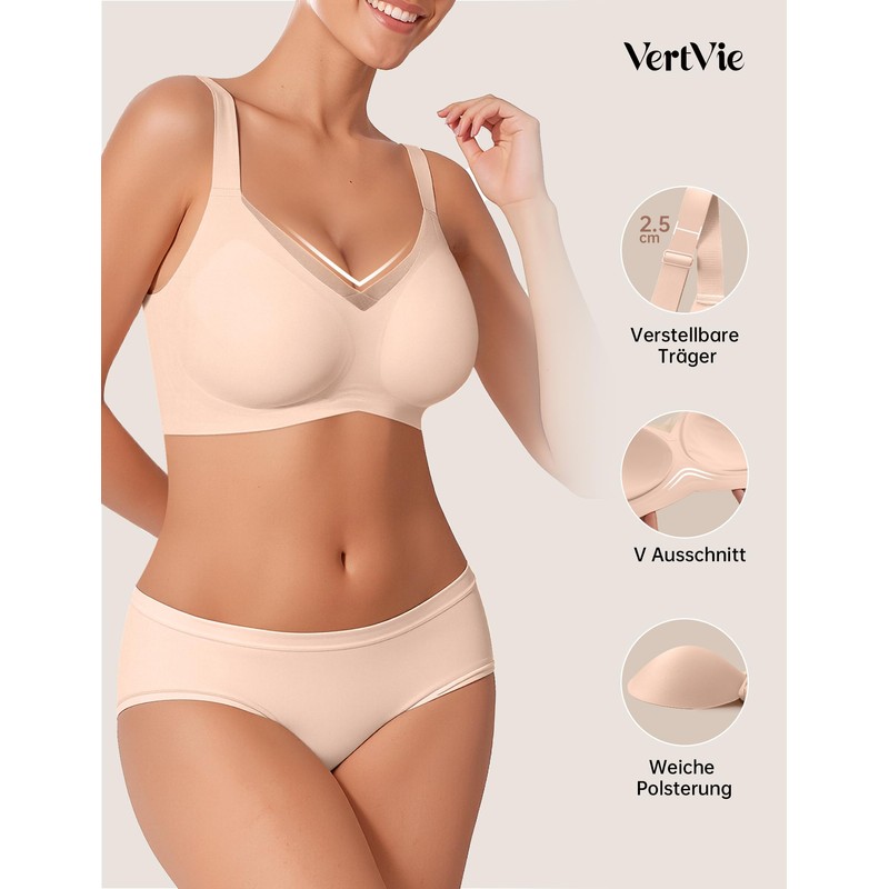 Vertvie Seamless Bra without Underwire Sports Bustier Cross Lace V