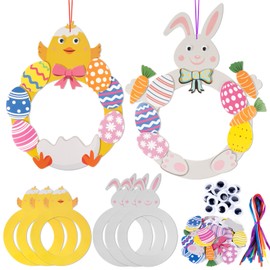 BOFUNX 6 Pack Easter Wreath Craft Kit Bunny Chick Easter Egg Wreath Crafts for Kids Boys Girls DIY Easter Hanging Decoration Make Your Own Easter Decorations