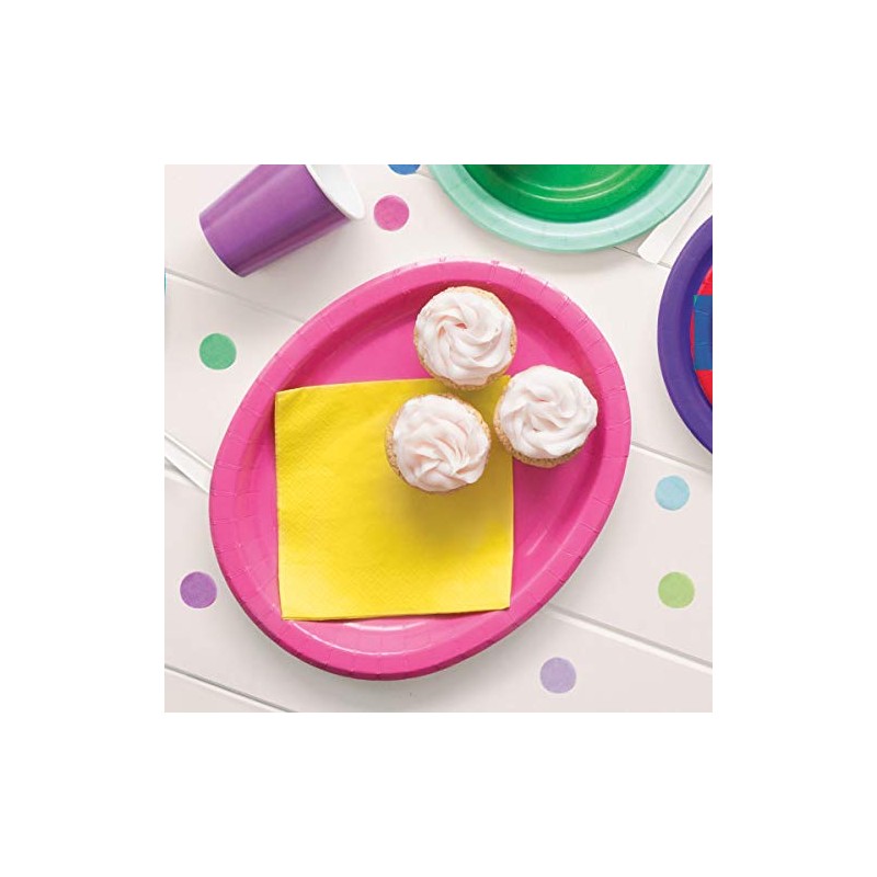 Hot Pink Solid Oval Plates - (Pack of 8) -