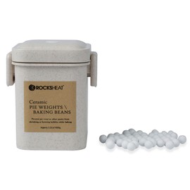 K ROCKSHEAT Ceramic Pie Weights, Baking Beads Pie Crust Weights, Natural baking beans with Wheat Straw Container (2.2Lb | 1000g)