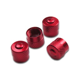 Pitlane Performance® Aluminium Valve Caps, Pack of 4 Valve Covers, Aluminium Car Tyre Valve Caps, Schrader Valve Caps for Car, SUV, Motorcycle, Bicycle (Red, Racing)