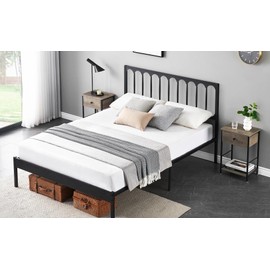 GAOMON 14 inch Queen Size Bed Frame Metal Platform Mattress Foundation with Headboard, Heavy Duty Steel Slat Support, No Box Spring Needed, Easy Assembly (Queen)