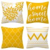 Set of 4 Luxton Yellow Cushion Covers, Flannel Soft Abstract