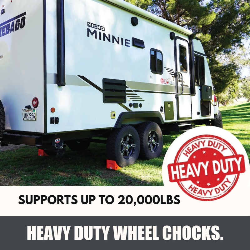 SECURITYMAN Heavy Duty Wheel Chocks (2 Pack) - Durable, Non-Slip,