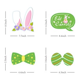 33Pcs Easter Photo Booth Props Kit, PERFQU Easy DIY Needed Easter Photo Booth Props Kit for Easter Party Decor Supply with Hat, Glasses, Lips, Mustaches and More Party Favor Accessories