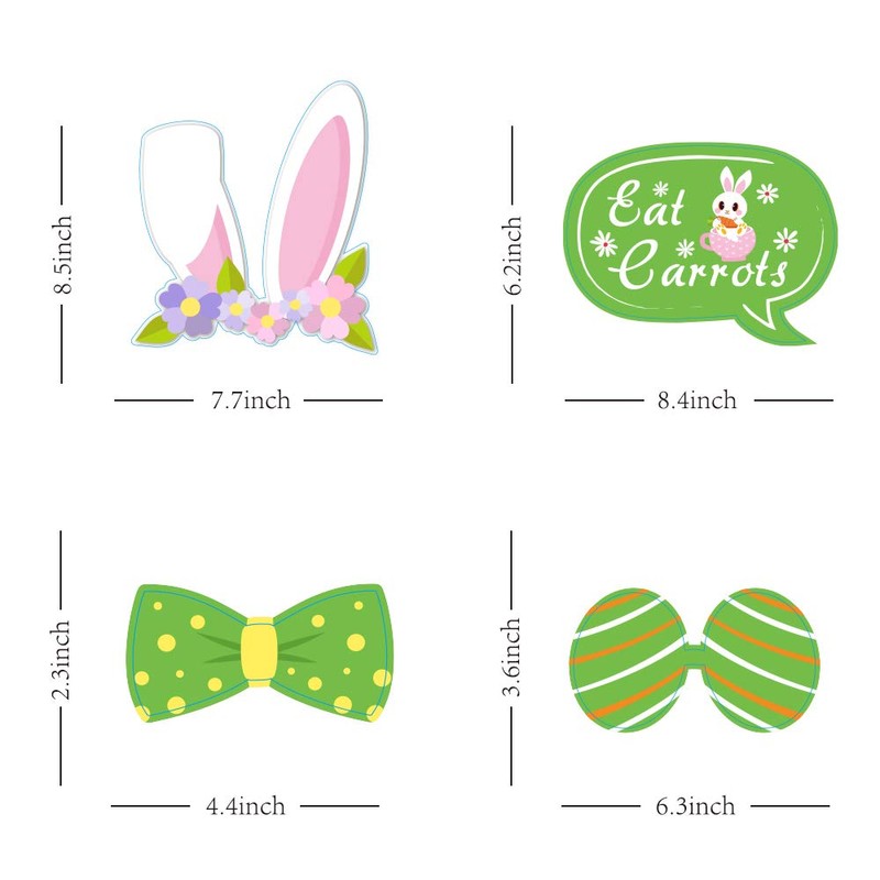 33Pcs Easter Photo Booth Props Kit, PERFQU Easy DIY Needed