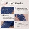 10 Yards Navy Blue Floral Stretch Lace Trim, 3 Inch