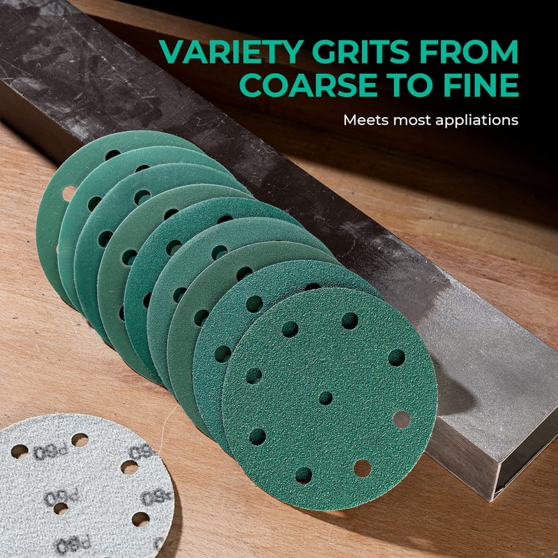 5 Inch 9 Hole 80 Grit Sanding Disc, Hook and