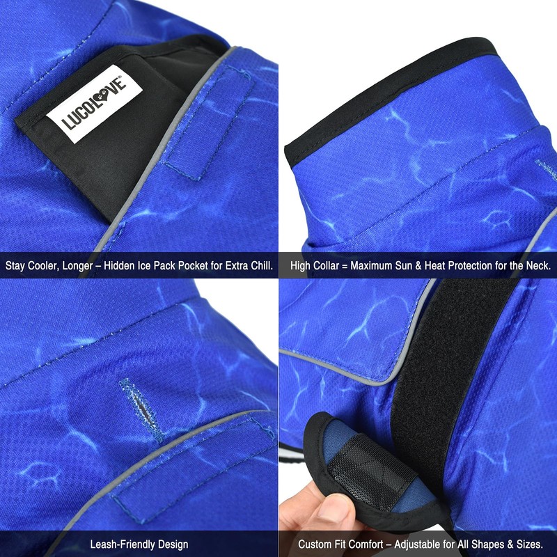 LUCOLOVE Dog Cooling Vest with Ice Pack – 2-Layer Evaporative
