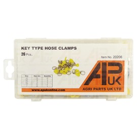 26Pc Assorted Key Hose Clamps Jubilee Type Clips Adjustable Wing Butterfly Nut