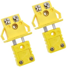 Youmile 2 Pcs K-Type Thermocouple Panel Mount Miniature Female Male and Female Yellow Mini Connector