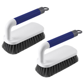 2 Pack Scrub Brush, Scrubbing Cleaning Brushes, Heavy Duty Cleaning Brushes with Handle, for Shower, Bathroom, Carpet, Kitchen and Bathtub Scrubber (Blue)
