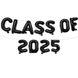 16 Inches CLASS OF 2025 Graduation Letter Balloons Banner for High School, College, Graduation Party Decorations, and Prom Ceremony Decor (Black)