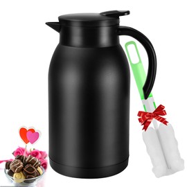 Stainless Steel Thermal Coffee Carafe Dispenser, Unbreakable Double Wall Vacuum Thermos Flask Large Capacity 40oz 1.2L Water Tea Pot Beverage Pitcher for Summer Iced Cold Coffee (Black）