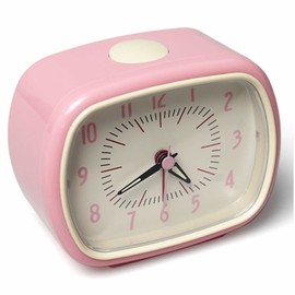 LS-LebenStil Retro Travel Alarm Clock Pink 11 x 9 x 6 cm Analogue Vintage Quartz Alarm Clock Nostalgia Bedroom Bedside Table Clock Alarm Clock ONostalgia Small Table Clock Quiet Ticking