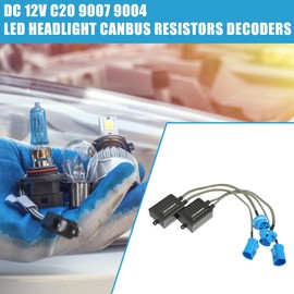 A ABSOPRO LED Car Headlight Canbus Decoder C20 9007 9004 Error Free Warning Resistors Decoder Replacement Anti Flicker Resistor Plastic Black (Set of 2)