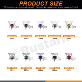 Rustark 200Pcs 10 Colors 6MM Rhinestone Stud Refills Rhinestone Claw Beads Nailhead Claw Crystal Studs Embellishments Claw Nailhead Studs for DIY Leather Craft Making Clothes Bag Belt