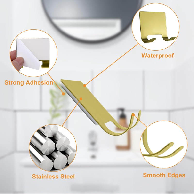 MOROBOR 4 Pcs Shower Squeegee Adhesive Hook, All-Purpose Scraper Holders