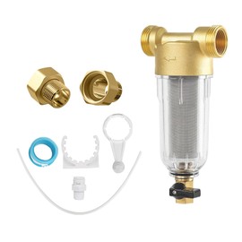 Reusable Flushable Fine Filter, Sediment Water Filter, Tap Water Filter, Water Filter, Pre-Filter, Sediment Filter for Well Water Hose (1 Inch & G3/4 "MNPT+G3/4")