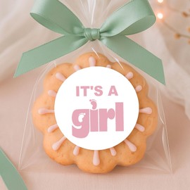 120 pcs Pink It's A Girl Baby Shower Stickers, Gender Reveal Party Stickers, Girl Baby Shower Decor