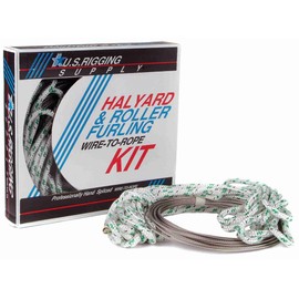 US Rigging Supply 1/8" X 40' Stainless Steel Wire-to-Rope Halyard Rope Kit (Green Tracer)