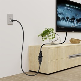 2 Prong Indoor Extension Cord 6FT Black,SPT-2 18AWG 125V 10A 1250W NEMA 1-15P to 1-15R,This Extension Cord is Ideal for Indoor Lighting, Electrical appliances, and Household uses.