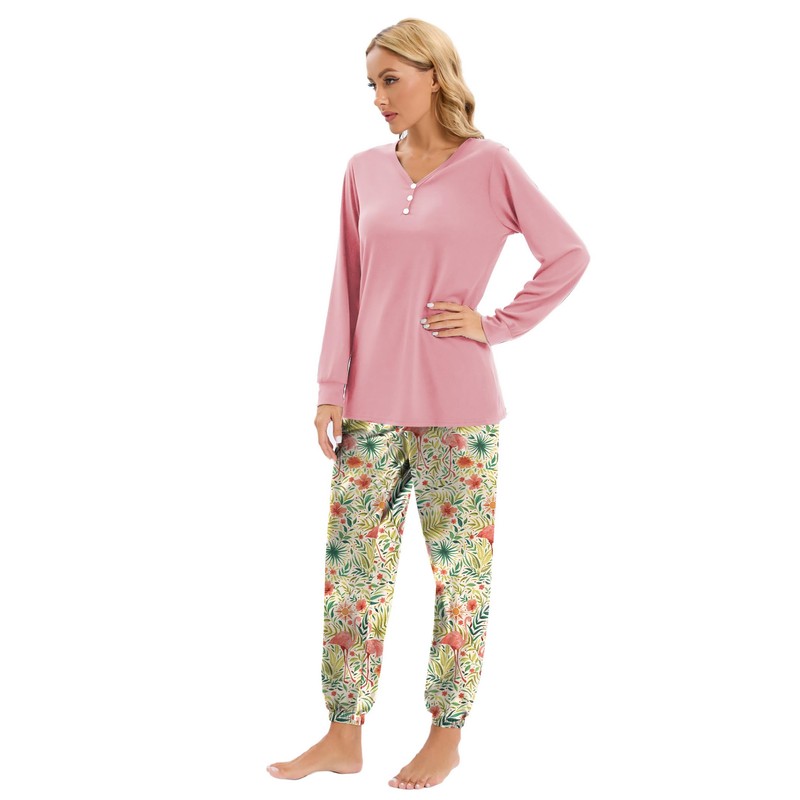 Famulily Cotton Pyjamas Women Winter Floral Pjs Tops and Elastic
