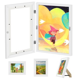 1 Pack Kid Art Frame, 8.5x11 Front Opening Kids Artwork Frames Changeable, Chind Artwork Display Storage Frame for 3D Picture Crafts, Children Drawing Hanging Art, Holds 50-100 Pcs (White)