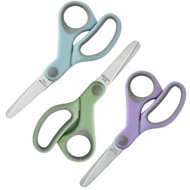3 Packs 5 Inch Pastel Small Scissors for School, Children Safe Blunt Tips Scissors for Kids Students Teachers Crafts School Office Home, Right & Left Handed Scissors, Blue, Green, Purple