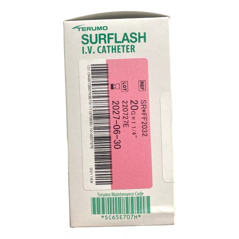 Terumo Catéter Iv Surflash 20gx32mm (1 1/4) Rosa Caja 50pzas