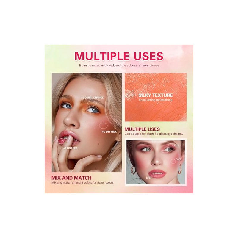 Barra de Rubor de Maquillaje Multiusos, Beauty Solid Moisturizer Stick,