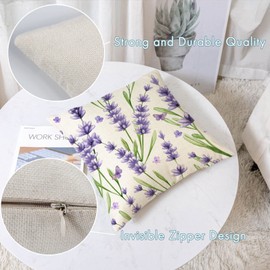 Set of 4 Lavender Pillow Covers 20x20 Spring Summer Pillow Covers Purple Floral Throw Pillow Covers Cushion Covers Square Pillow Cases for Sofa Couch Outdoor Home Decorations(20 Inch)