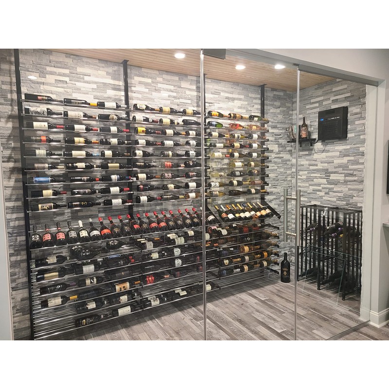 VintageView Evolution Wine Wall 1C 5" (2 Bottles) (Matte Black/Chrome)